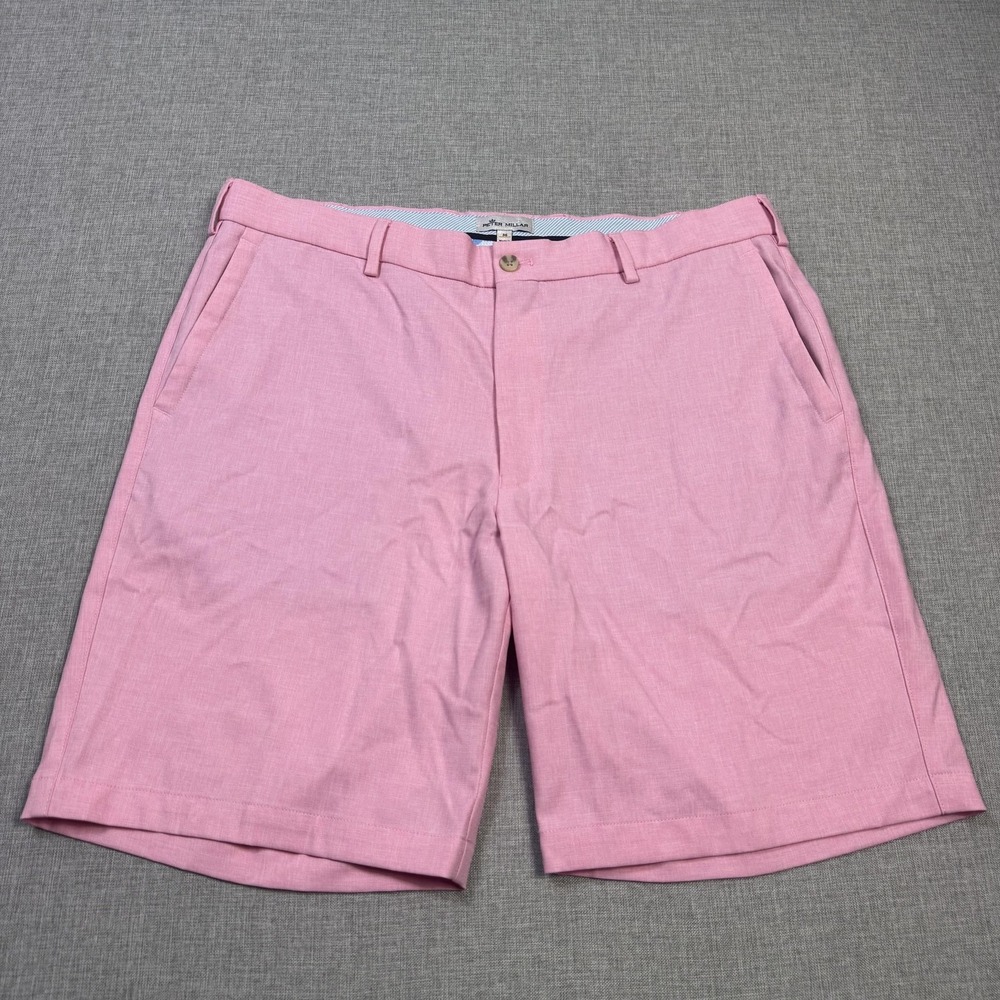 Peter Millar Salem Performance Golf Chino Shorts Mens 36 Pink Polyester
